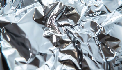 a crumpled piece of aluminum foil, capturing the texture and reflections.