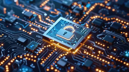 Obraz premium Secure Your Data: Cybersecurity Concept with Digital Lock Protection