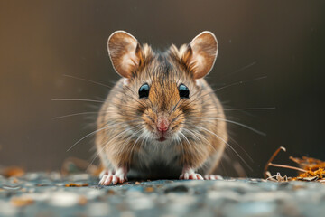 playful mouse with big curious eyes and mustache. cute animal concept