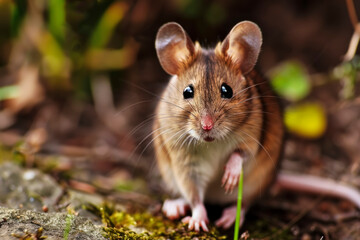 playful mouse with big curious eyes and mustache. cute animal concept