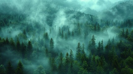 Obraz premium A beautiful mountain landscape with a thick forest of trees