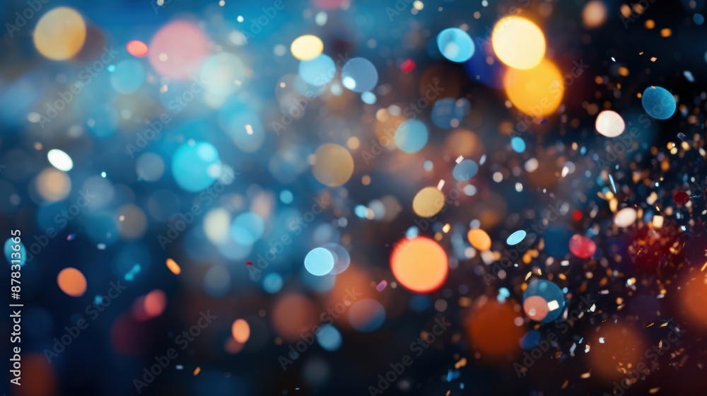 Poster a mesmerizing display of colorful bokeh lights, creating a festive and enchanting atmosphere perfect