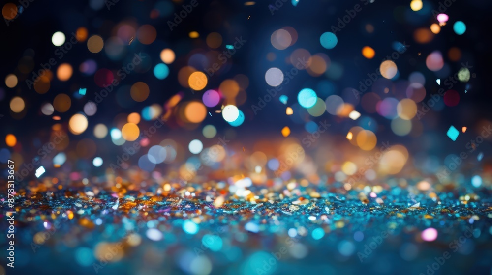 Poster a mesmerizing display of colorful bokeh lights, creating a festive and enchanting atmosphere perfect