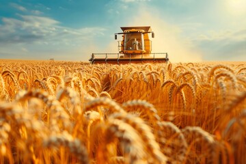 Golden Wheat Harvest Under a Clear Sky