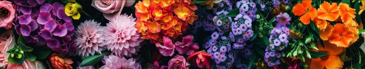 Fototapeta premium Joyful Florist Surrounded by Vibrant Flowers. Ideal Abstract Background for Holiday Gifts like Labor Day and Valentine's Day. High-Resolution, AI-Generated Wallpaper