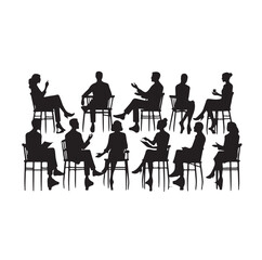 Business peiple sitting on conference or other meeting silhouette vector