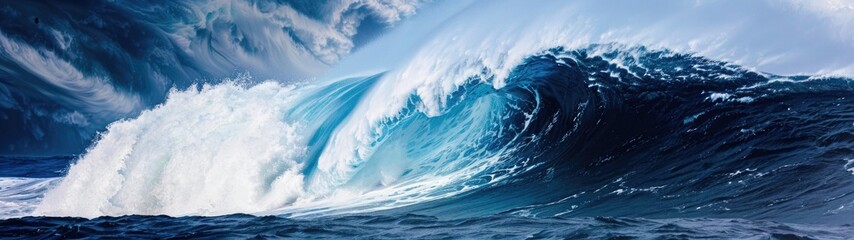 Power of the Ocean - Massive Wave and Whirlpool Swirling in Raging Seas.