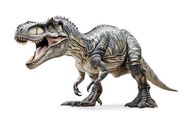 Roaring Tyrannosaurus Rex Dinosaur Isolated On White Background