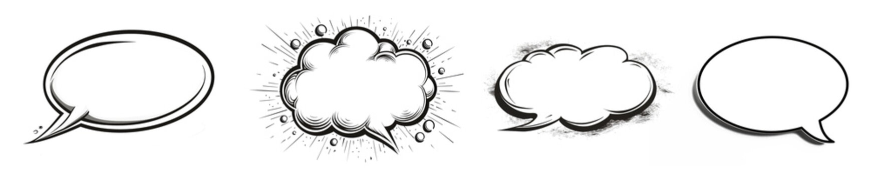 Speech bubble, speech balloon, chat bubble line art icon for apps and websites. PNG cartoon cutout illustration