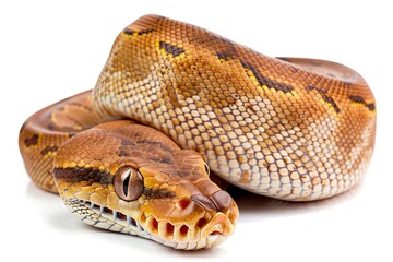 Obraz premium Close up of a beautiful ball python snake with intricate patterns
