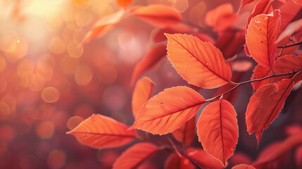 Minimalistic autumn background with foliage in warm yellow and orange colors