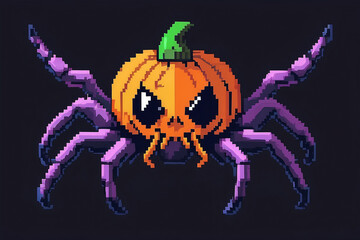 halloween spider pixel art 8bit.AI generated