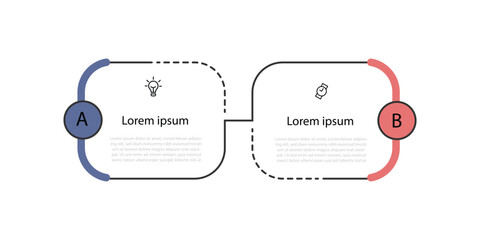 Vector template infographic element with 2 step or process 