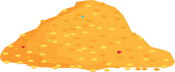 Giant pile of gold coins is overflowing with riches