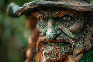 Naklejka premium Intricately Detailed Fantasy Character with a Weathered Face and Hat