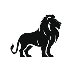 lion mascot logo in black silhouette