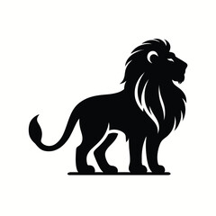 Black silhouette of a lion on a white background