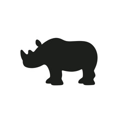 cartoon silhouette of a rhinoceros on a white background