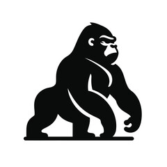 Black silhouette of a gorilla on a white background
