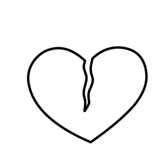 Broken heart, two halves of the heart icon. Hand drawing design style. Vector.