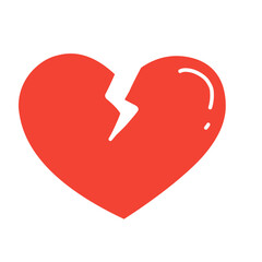 Broken heart icon. Love lost or divorce symbol. Vector.