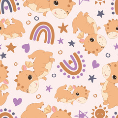Obraz premium Cute baby animals seamless pattern