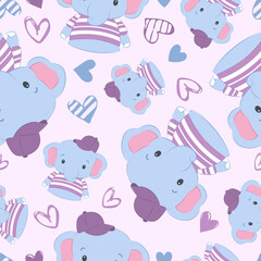 Cute baby animals seamless pattern