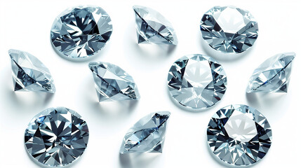 diamonds on white, Set of diamonds isolated on white background