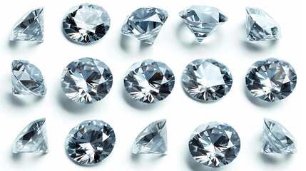 diamonds on white, Set of diamonds isolated on white background