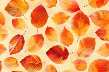 Fototapeta premium Many autumn fall leaves as seamless pattern background