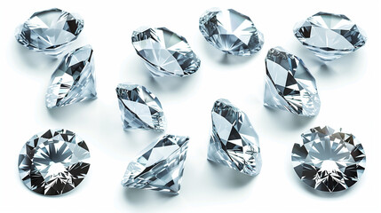 diamonds on white, Set of diamonds isolated on white background