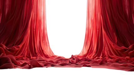 red curtain waiting to be open isolated on the white background