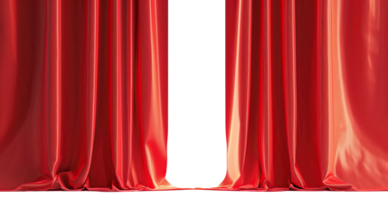red curtain waiting to be open isolated on the white background