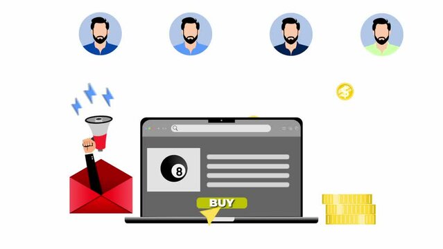 referral program, affiliate program, email marketing, marketing affiliate, business partnership , AFFILIATE MARKETING. Hand holding microphone. Business partnership strategy with group of people.