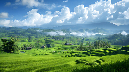Fototapeta premium beautiful rice fields with a view