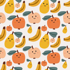 Smile fruits vector ilustration seamless patern.Great for textile,fabric,wrapping paper,and any print.