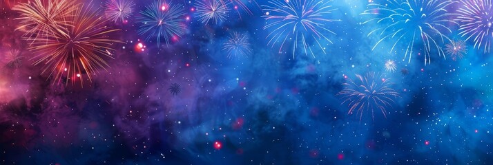 Fototapeta premium festive 4th of july background. Full with fireworks and USA flag. Independence Day (United States) 