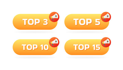 Top icons. Megaphone icons. Flat style. Vector icons.