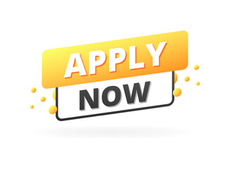 Apply now speech bubble. Flat style. Vector icon