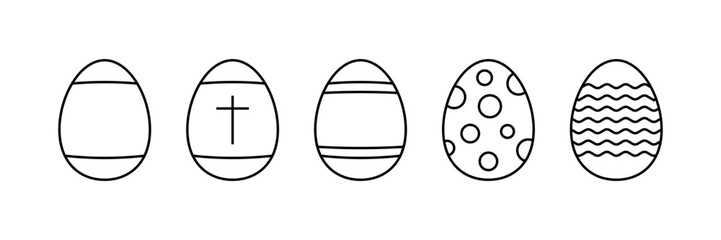 Eggs Easter Set Icons. Linear style. Vector icons.