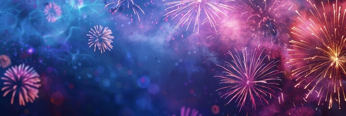 Fototapeta premium festive 4th of july background. Full with fireworks and USA flag. Independence Day (United States) 