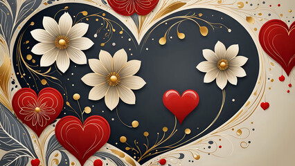  Abstraktion Herzen auf grau 16x9. Hintergrund für das Design 3.