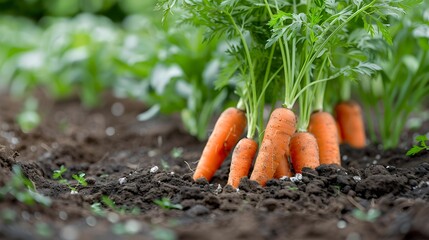 Gain inspiration to grow your own carrots with these organic seeds and products. Vibrant orange and fresh green leaves of the carrot centralized vegetable