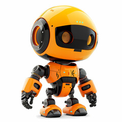 3D cute robot in white background vector image