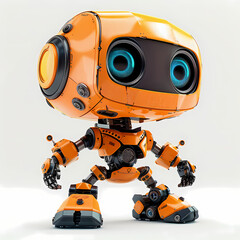 3D cute robot in white background vector image