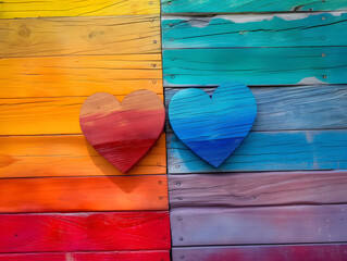 a heart shape with paint strokes in pride flag rainbow colors