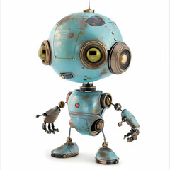 3D cute robot in white background vector image