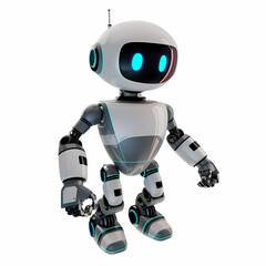 3D cute robot in white background vector image