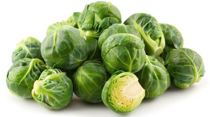 Fototapeta premium Fresh green brussels sprouts isolated on white background