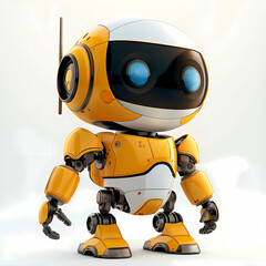 3D cute robot in white background vector image